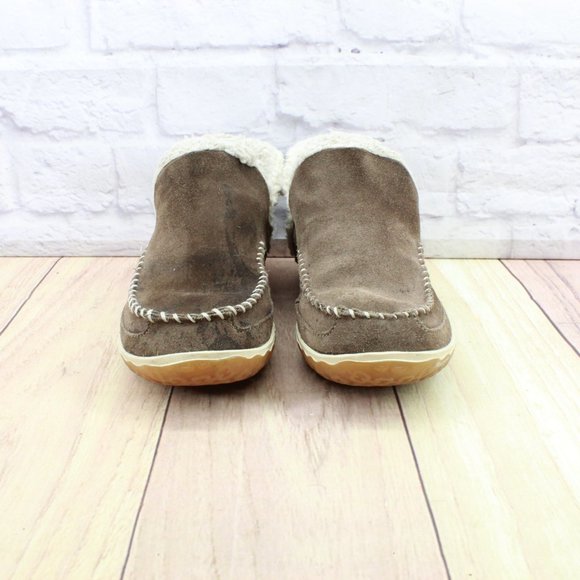LL Bean Brown Suede Fleece Lined Mountain Slipper Moc Boot Size 7 M - Picture 4 of 10